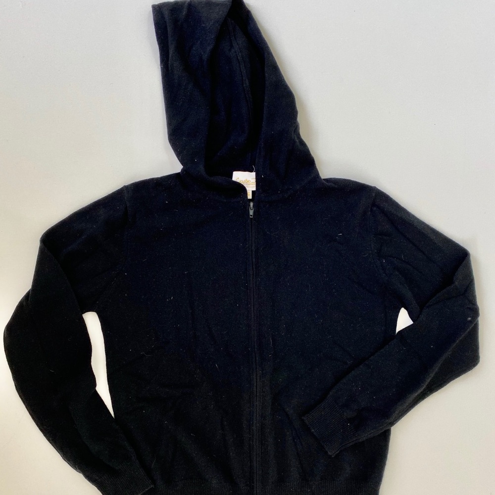 100% cashmere black hoodies size small new